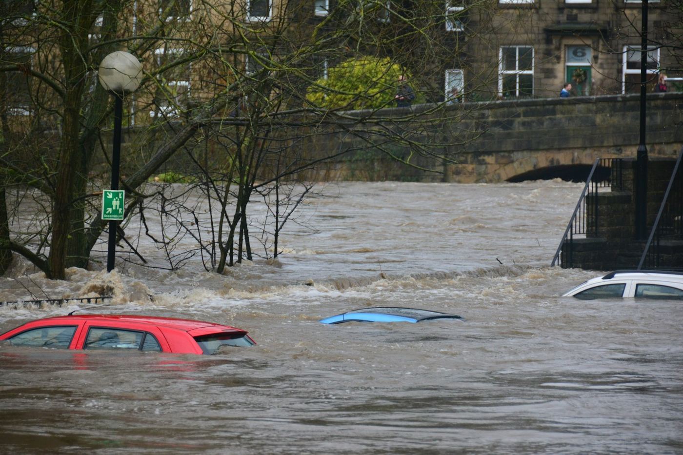 Flooded residential street after a heavy monsoon storm